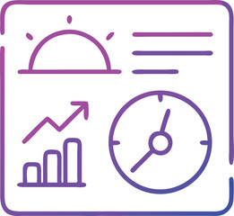 Poster - Neon dashboard with business data visualization icons on a transparent background