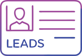 Poster - Neon leads icon with outline style for marketing and sales strategies