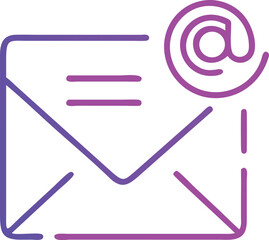 Poster - Neon style email symbol with @ sign email marketing and communication concept