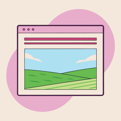 Poster - Stylized landscape displayed on a digital interface in a simple design