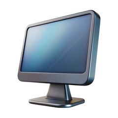 3d realistic metal computer monitor isolated on transparent background