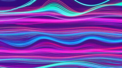 Poster - Vibrant abstract background animation featuring colorful glowing wavy lines movement