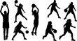 © Nurzhan - Basketball female silhouettes. vector images of female basketball silhouettes. EPS 10 version.