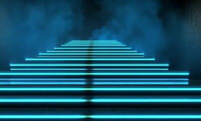 Poster - Neon Steps in a Dark Space