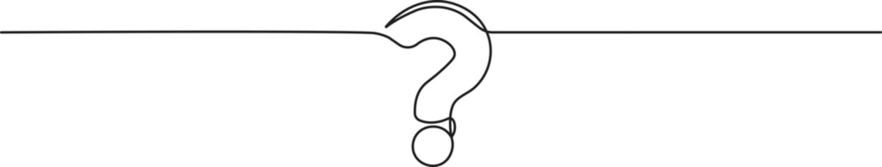 Wall Mural - Question mark in continuous line drawing style. Sketch of question mark in minimalist black linear isolated on white background. Vector illustration
