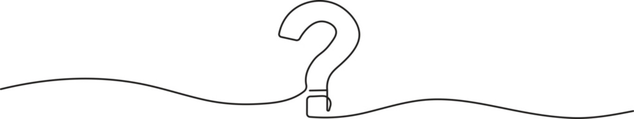 Wall Mural - Question mark in continuous line drawing style. Sketch of question mark in minimalist black linear isolated on white background. Vector illustration