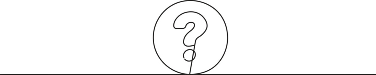 Wall Mural - Question mark in continuous line drawing style. Sketch of question mark in minimalist black linear isolated on white background. Vector illustration