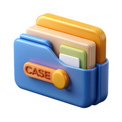 Poster - 3d case icon with documents and folders on black background
