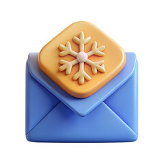 Fototapete - 3d rendered winter snowflake email icon isolated white background