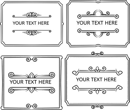 four decorative vintage shapes with your text here in the middle