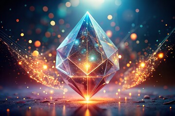 Canvas Print - shimmering cosmic gemstone radiating vibrant light and magical energy in digital art