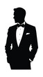 © Amia - silhouette man in tuxedo side profile