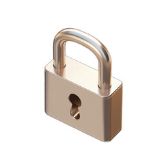 Poster - A rose-gold padlock, rendered in 3D, sits at a slight angle, showcasing its metallic sheen and simple design