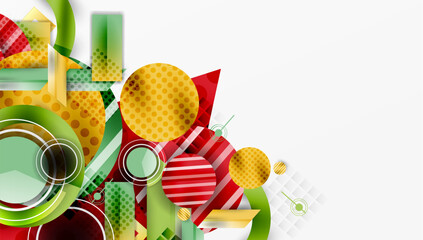 Aufkleber - Abstract geometric shapes, vibrant colors, overlapping elements. Modern design, clean aesthetic, dynamic composition. Bright, fresh, energetic.