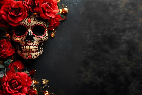 Day of the Dead banner, copy space.