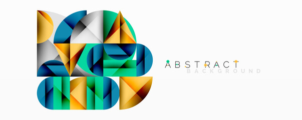 Aufkleber - Geometric shapes overlap, creating vibrant colorful design. Modern aesthetic, suitable for backgrounds, presentations.