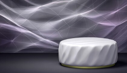 Wall Mural - White pedestal on dark background with abstract design