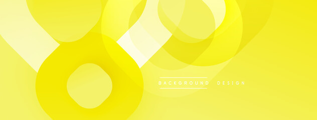 Poster - Yellow abstract circles overlap, creating dynamic visual effect. Soft gradients suggest depth, modern design aesthetic.