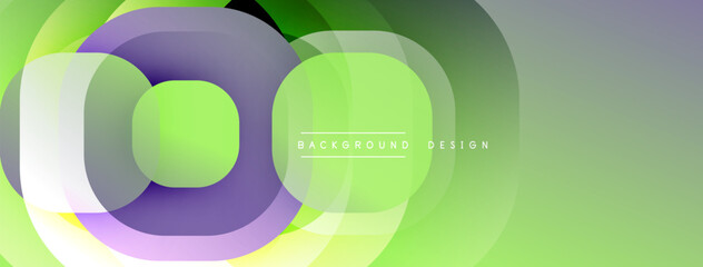 Leinwandbilder - Abstract design features overlapping circles, vibrant green hues, purple accents. Modern background suitable for digital projects.