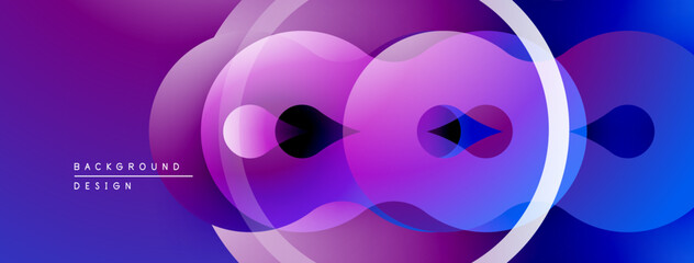 Aufkleber - Abstract design features overlapping circles, vibrant purple hues, smooth gradients. Modern aesthetic, dynamic composition.