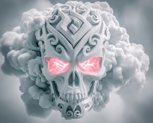 Wall Mural - Ornate skull in smoke