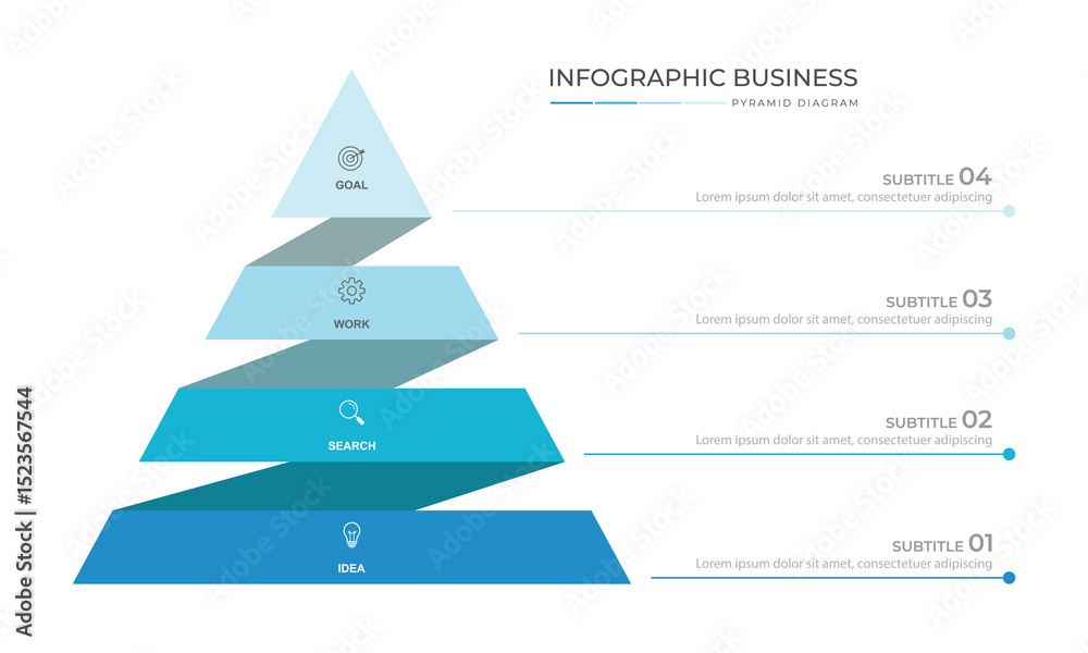 Business pyramid diagram infographic design 4 steps on white background ...