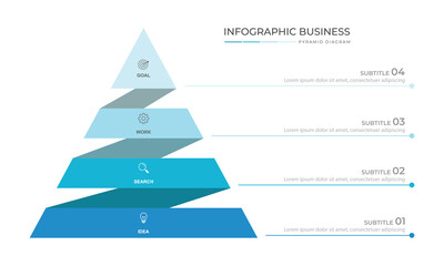 Poster - Business pyramid diagram infographic design 4 steps on white background