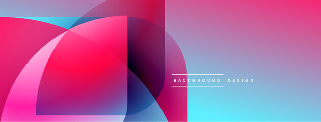 Aufkleber - Abstract vibrant layers overlap. Pink, blue hues create modern visual effect. Minimalist design with text element present.