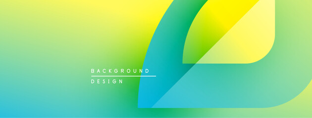 Poster - Gradient background features flowing shapes, yellow to turquoise hues. Minimalist design with text elements background design. Modern aesthetic.