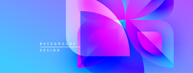 Leinwandbilder - Abstract design features vibrant blue, purple gradients. Overlapping shapes create dynamic visual effect. Modern, clean aesthetic.
