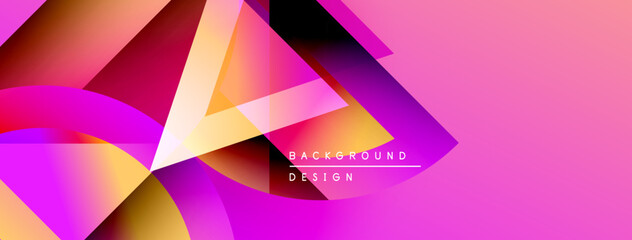 Aufkleber - Abstract geometric shapes overlap, creating vibrant pink, purple hues. Modern design element for backgrounds, presentations.