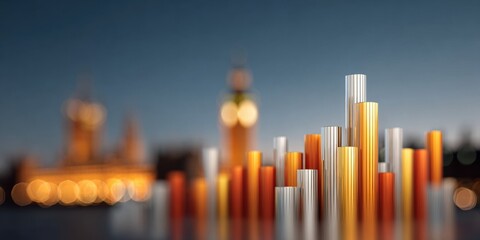 Aufkleber - Monetary Policy and Digital Financial Data Overlay with Big Ben Silhouette Symbolizing Government Influence on Market Dynamics