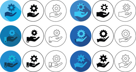 Fototapete - Collection of gear icons representing support settings assistance and technical maintenance options