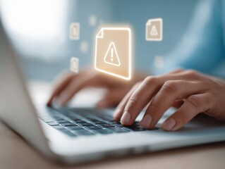 Aufkleber - Cybersecurity Threat Detection on Laptop with Real-Time File Encryption Alerts and Digital Protection in Modern Business Environments