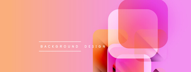 Poster - Abstract gradient background. Overlapping squares create modern visual effect. Soft pinks, oranges dominate composition. Minimalist design.