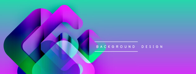 Poster - Abstract geometric shapes overlap, creating vibrant gradient effect. Modern design suitable for digital backgrounds, presentations.