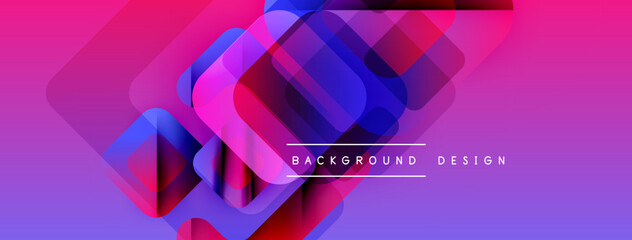 Aufkleber - Abstract geometric shapes overlap, creating vibrant gradient effect. Pink, purple, blue hues dominate composition. Modern design element.