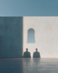Aufkleber - Modern Cybersecurity Training Session Showing Silhouetted Figures and Digital Lock Projection for Business Data Protection and Virtual Defense