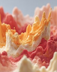 Leinwandbilder - Abstract Particle Terrain with Rising Peaks in Warm Tones, Modern Visualization of Data Landscapes for Creative Tech and Digital Innovation