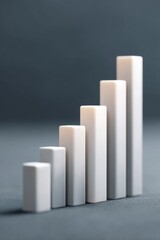 Aufkleber - Minimalist white bar chart ascending trend on dark background symbolizing growth and market momentum for modern investment and finance branding