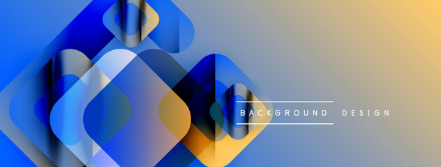 Aufkleber - Abstract geometric shapes overlap, creating dynamic blue, yellow gradient. Modern design element for backgrounds, presentations.