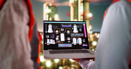 Poster - Skilled Oil And Gas Technician Analyzing Data