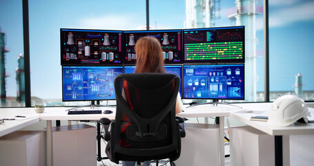 Poster - Female Engineer Monitors Energy Control Systems