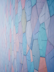 Poster - Abstract pastel colored geometric shapes forming a textured wall in a diagonal view