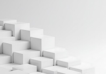 Leinwandbilder - Abstract White Cubes Geometric Background Modern Design Minimalist 3D Render