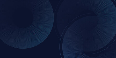 Poster - Abstract blue glowing geometric lines on dark blue background. Modern shiny blue circle lines pattern modern abstract simple design