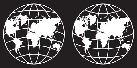 Aufkleber - Globe icon vector illustration of earth for website graphic design and internet network symbol on Black Background. EPS 10.