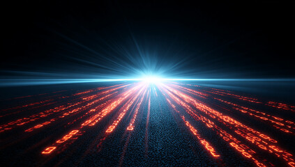 Poster - Futuristic Glowing Red Digital Road