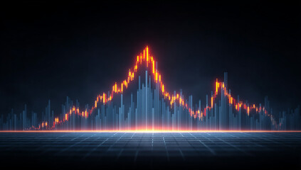 Leinwandbilder - Glowing Cityscape Data Visualization at Night