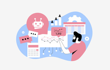 Poster - Ai competitor analysis tools deliver real-time insights, benchmark global market share, uncover keyword gaps and optimize seo strategic decisions for growth. Competitor analysis vector illustration